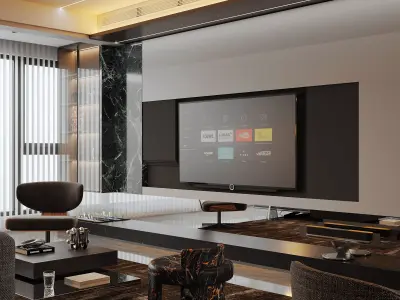 Modern living room dining room interior scenes 110 3D model