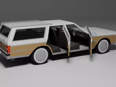 Low Poly 1980s Station Wagon 3D Model Car13 Low-poly 3D model