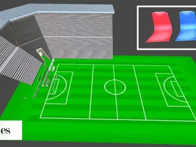 Football stadium Low-poly 3D model 67