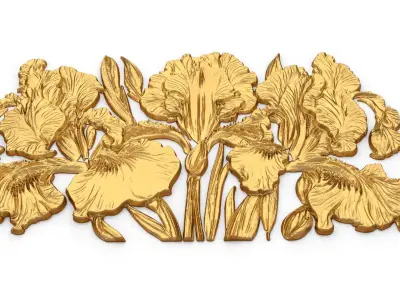 mural classic flowers decor ornament 14 3D model