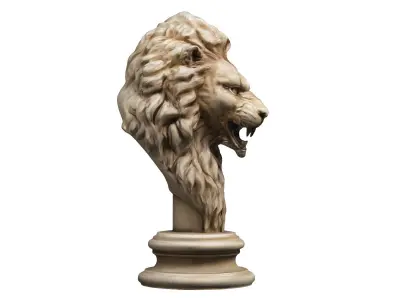 Lion Head Sculpture Animal Statue 3D model