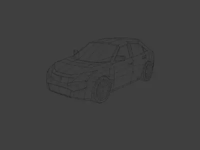 Low Poly Modern Generic 2010s Hatchback  Low-poly 3D model