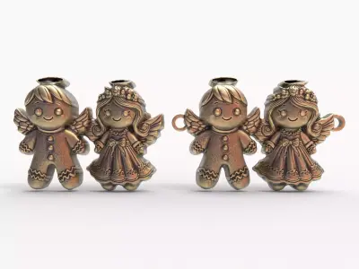 3d ginger bread and angle decor  3D print model