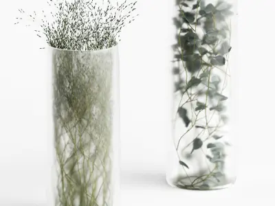 Plants in frosted vases 3D model