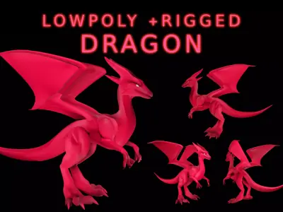 Small Fire Dragon Low-poly 3D model