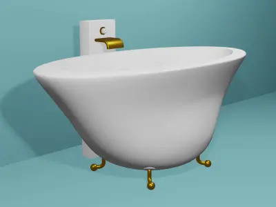 White stone bathtub faucet with gilding Free 3D model
