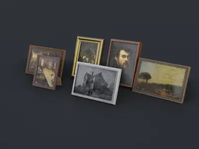 Old Picture Frames Low-poly 3D model