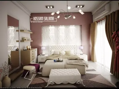 Modern bedroom scene 3D model Bed room 1 Free 3D model