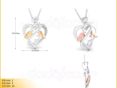 light weight yellow gold  diamond pendent -DOC-P8065 3D print model