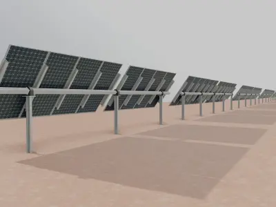 Low Poly Single Row Tracker System Pack Low-poly 3D model