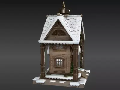 Lantern House 3D Model Christmas Lantern Cottage Print-Ready Low-poly 3D model