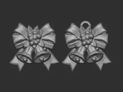 christmas ribbon bow decor 12 3D print model