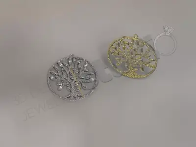 Art luxury tree of life with gems pendant 3d model 3D print model