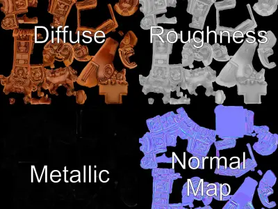 Intricate Wooden Carved Column Model Pack Low-poly 3D model