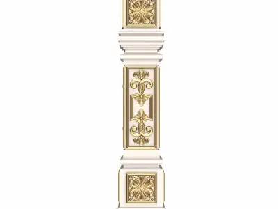 Stair Baluster 07 White Low-poly 3D model