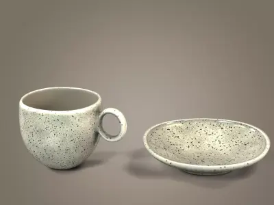 4 Ceramic Cups Pack Low-poly 3D model