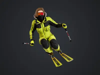 Female Skier Rigged Low-poly 3D model