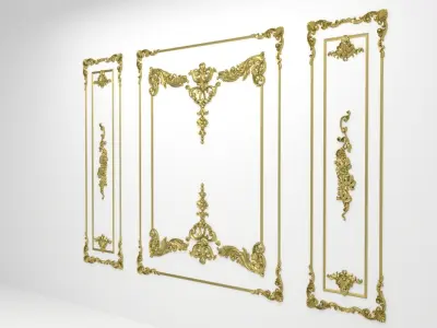 Plaster decorative frame 3D model 01 3D model