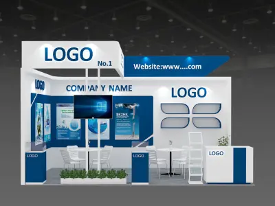 Exhibition booth 6x3m 2 open side 3D print model