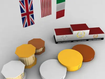 Sport podium flag pack 3D model
