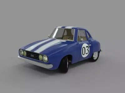 Cartoon Camaro Race Car Low-poly 3D model