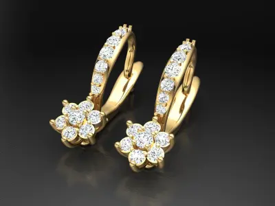 Earring E10 The luxury female earring with gems 3D print model