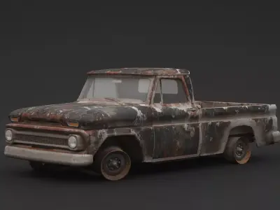 Old Pickup Rusty 3D model
