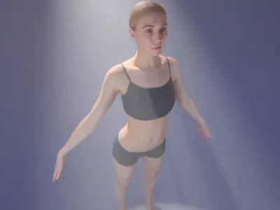 Scan sporty female rigged 01 Low-poly 3D model