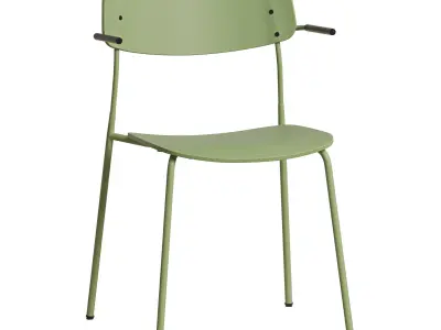 Ella Chair Four Legs base Laminate Short Armrest 3D model