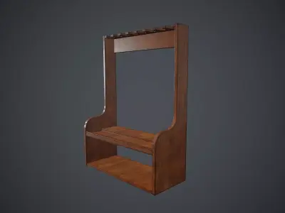 Wooden Weapon Rack 2 PBR Game Ready  Low-poly 3D model
