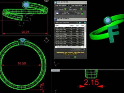 Jewelry Alphabet Ring F 3D print model