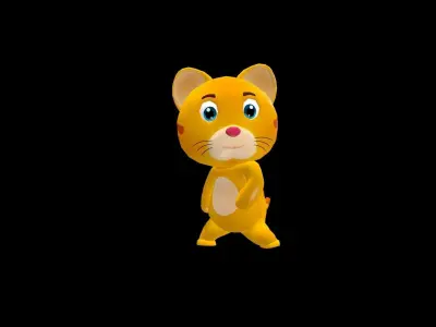 Cartoon Cat Animated Low-poly 3D model