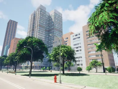 City Downtown Skyscraper Street - Unreal - Lot 02 Low-poly 3D model