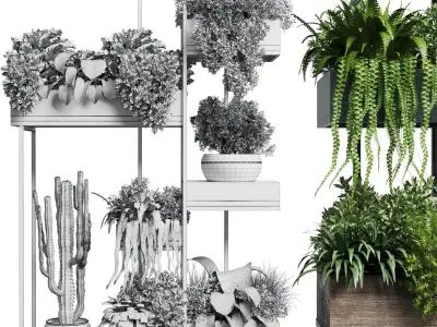 Collection Outdoor Indoor plant stand metal wood vase 3D model