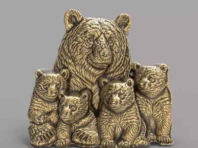bear family cnc baserelife  3D print model