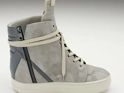 Sneakers Rick Owens Geobasket Converse Grey Low-poly 3D model