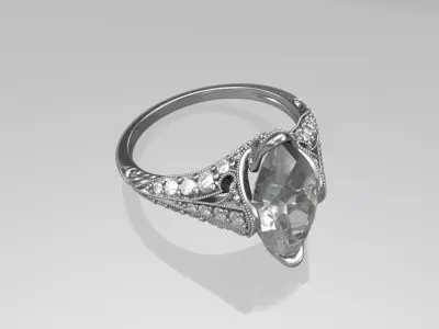 Art deco ring 3D print model 16