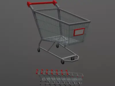 Low Poly Shopping Cart Low-poly 3D model