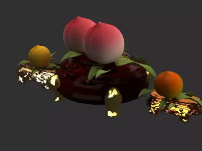 Chinese  peach figure Low-poly 3D model