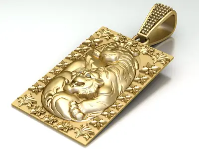TIGER ATTACK PENDANT 3D PRINTABLE MODEL  3D print model