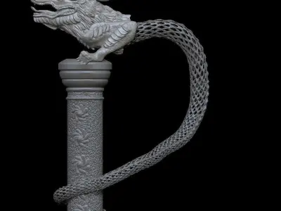 Dragon on a stand with lace tail 3D print model