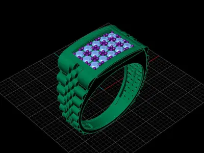 Print Ready STL 3DM  Gents Rings Diamond Men Ring  3D print model 4