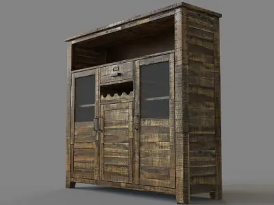Cannon Valley Wine Cabinet Brown 3D model