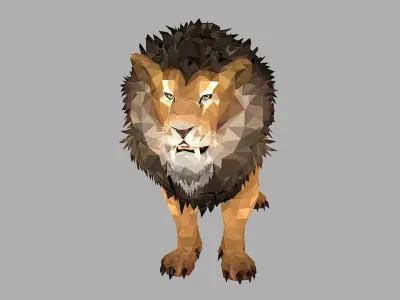 African Lion Animal Mammal Hunter Lowpoly Art Cat PolyArt Low-poly 3D model