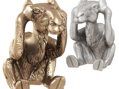 Egyptian figurine of a camel in the pose I cant hear anything 3D model