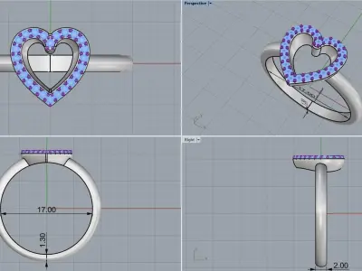 Heart  ring model 274 3D print model