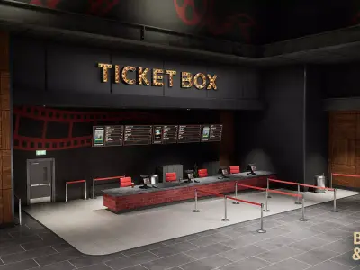 Movie Theater Scene with Foyer Low-poly 3D model