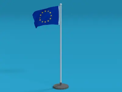 Low Poly Seamless Animated Europe Flag Low-poly 3D model