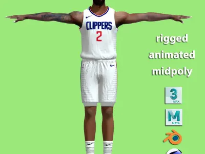 T-P Rigged Kawhi Leonard Los Angeles Clippers 3D model