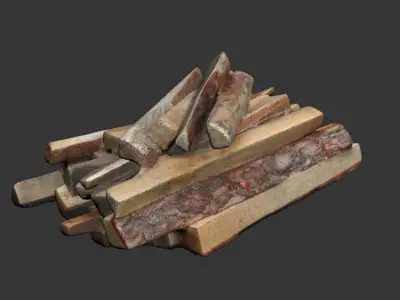 Ultra realistic Firewood Scan Low-poly 3D model